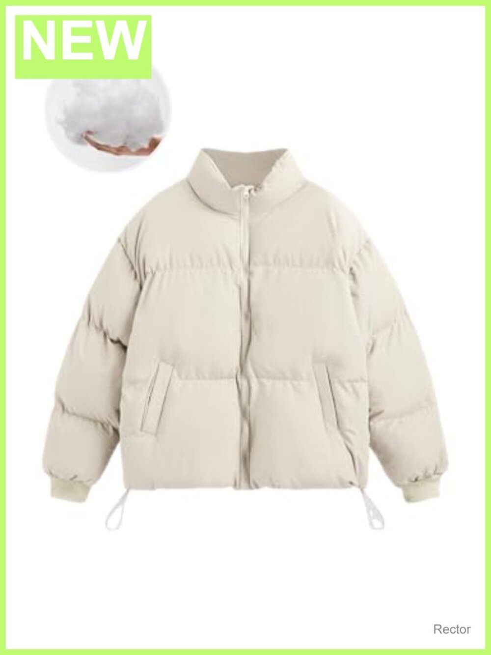 CIDER Quilted Puffer Jacket Cropped Baggy Zip Up Casual Woven Coat